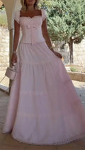 Eyelet Lace Corset Top & Tiered Maxi Skirt Set