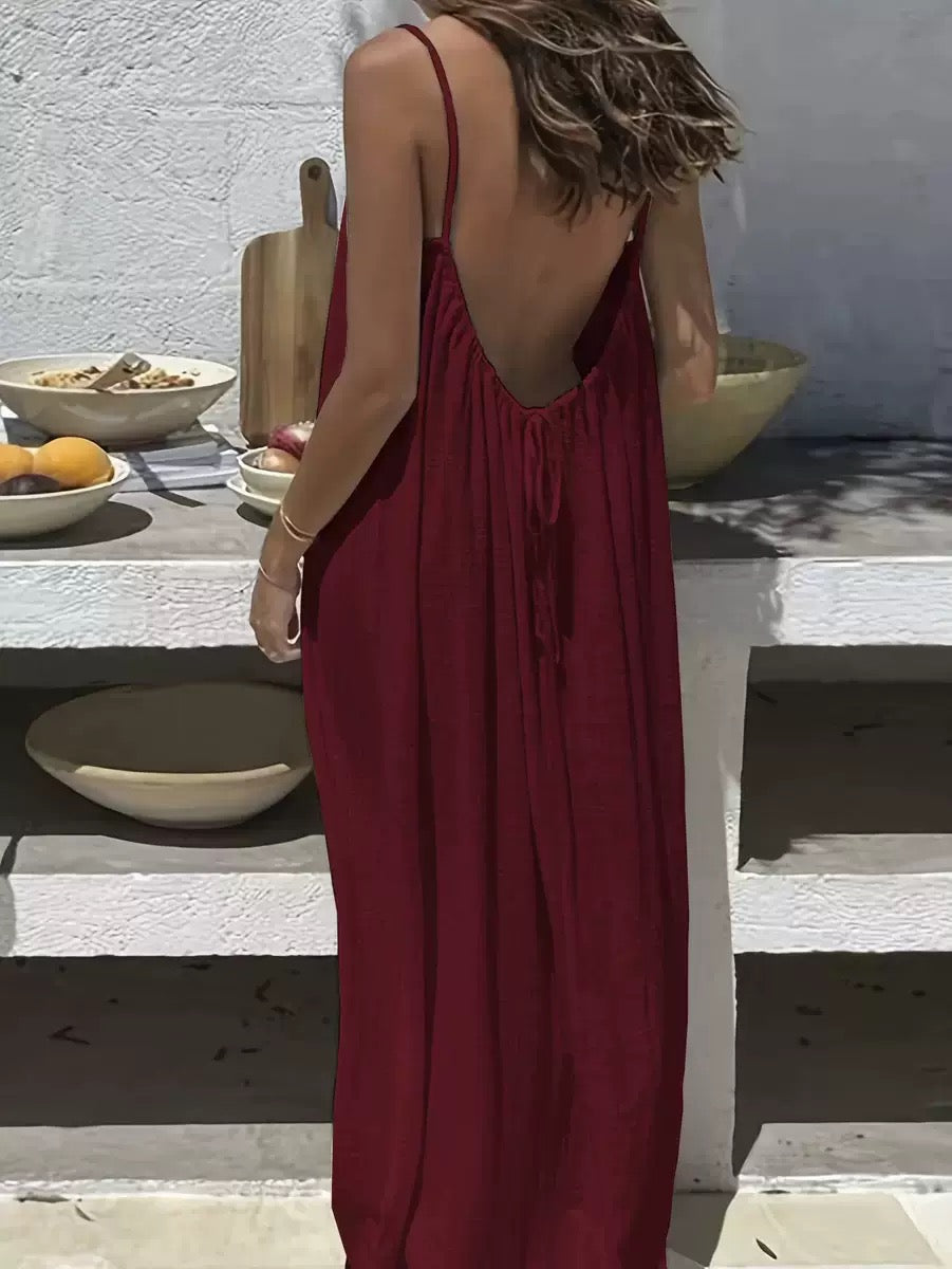 Women Elegant Solid Color Backless Slip Dress(Buy 2 Save $5 )(Buy 3 Save $10)(Buy 4 Save $15)