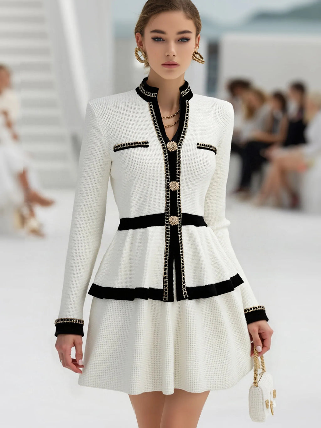 銆�24-hour shipping out銆慐legant Urban High Quality Long Sleeve Top And Pleated Skirt Two Piece Set