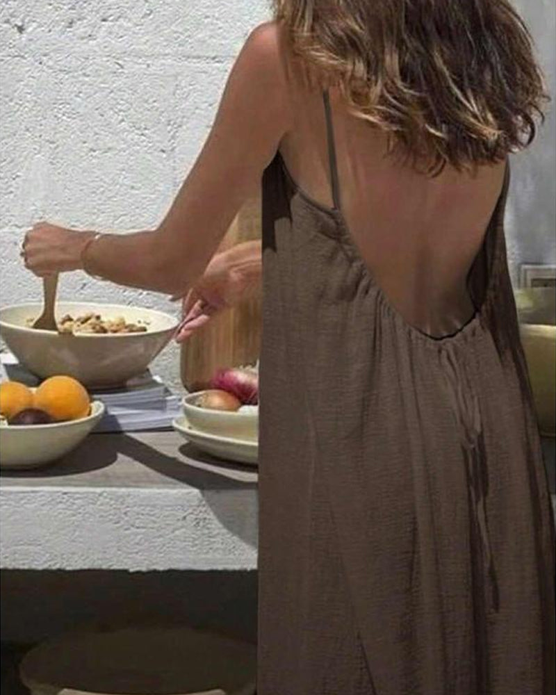 Women Elegant Solid Color Backless Slip Dress(Buy 2 Save $5 )(Buy 3 Save $10)(Buy 4 Save $15)