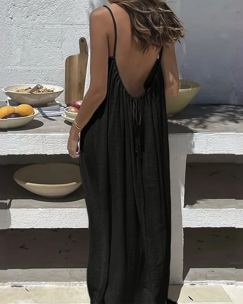 Women Elegant Solid Color Backless Slip Dress(Buy 2 Save $5 )(Buy 3 Save $10)(Buy 4 Save $15)
