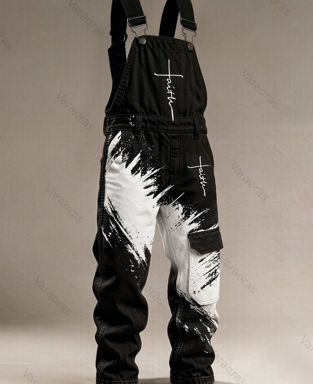 Men's Summer Fashion Faith Cross Print Overalls 2885