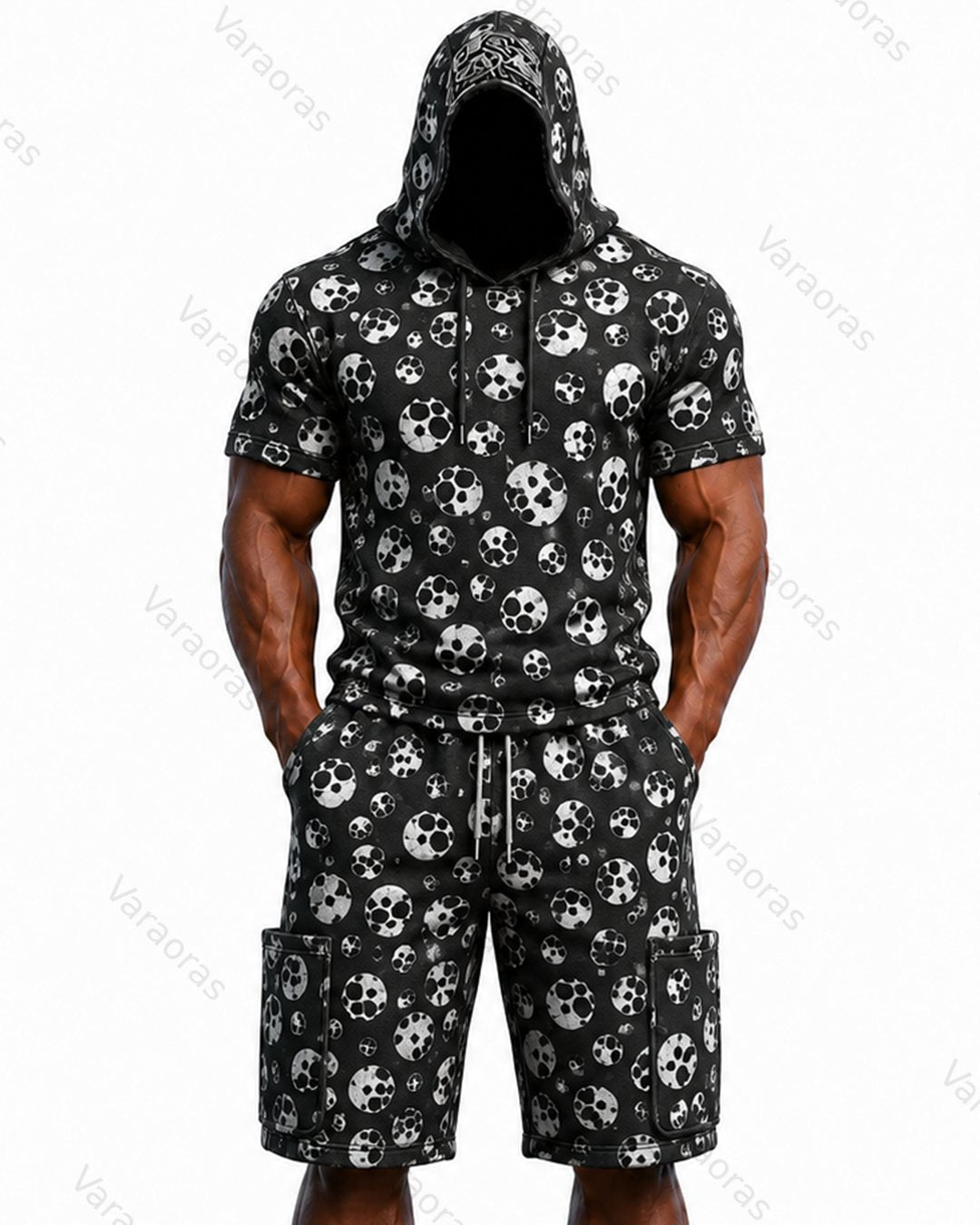Men's Fashion Skull Print Hoodie & Pants Two-Piece Set 2335