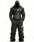 Men's Fashion Skull Print Hoodie & Pants Two-Piece Set 4496