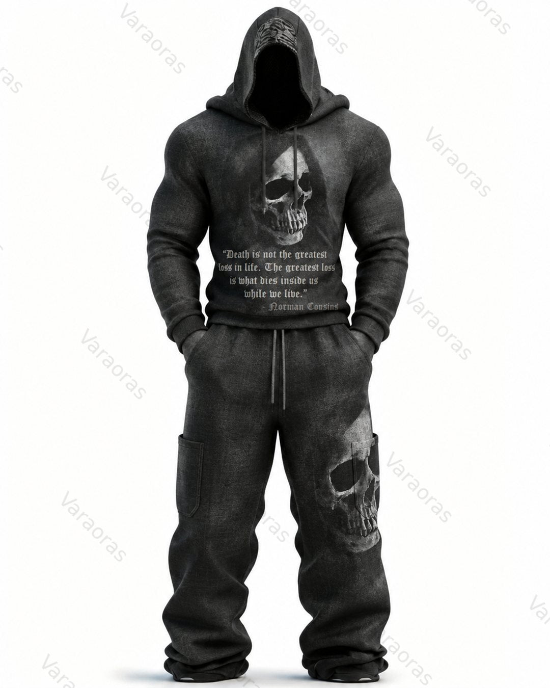 Men's Fashion Skull Print Hoodie & Pants Two-Piece Set 4496