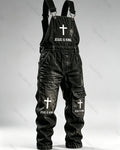 Men's Summer Fashion Faith Cross Print Overalls 7108