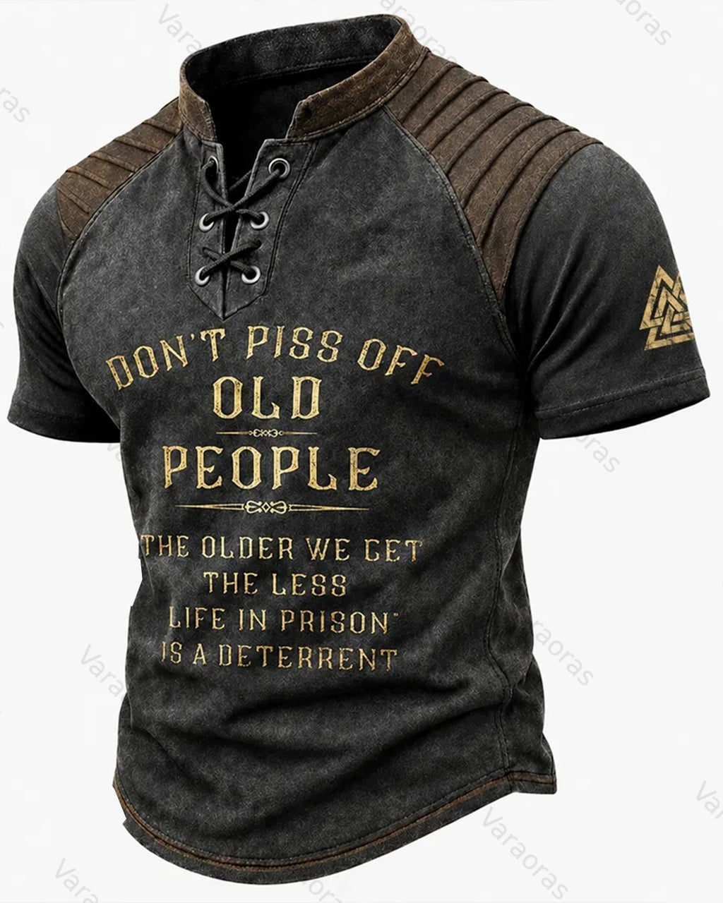 Men's Viking Print Short-Sleeve Henley T-Shirt 3099