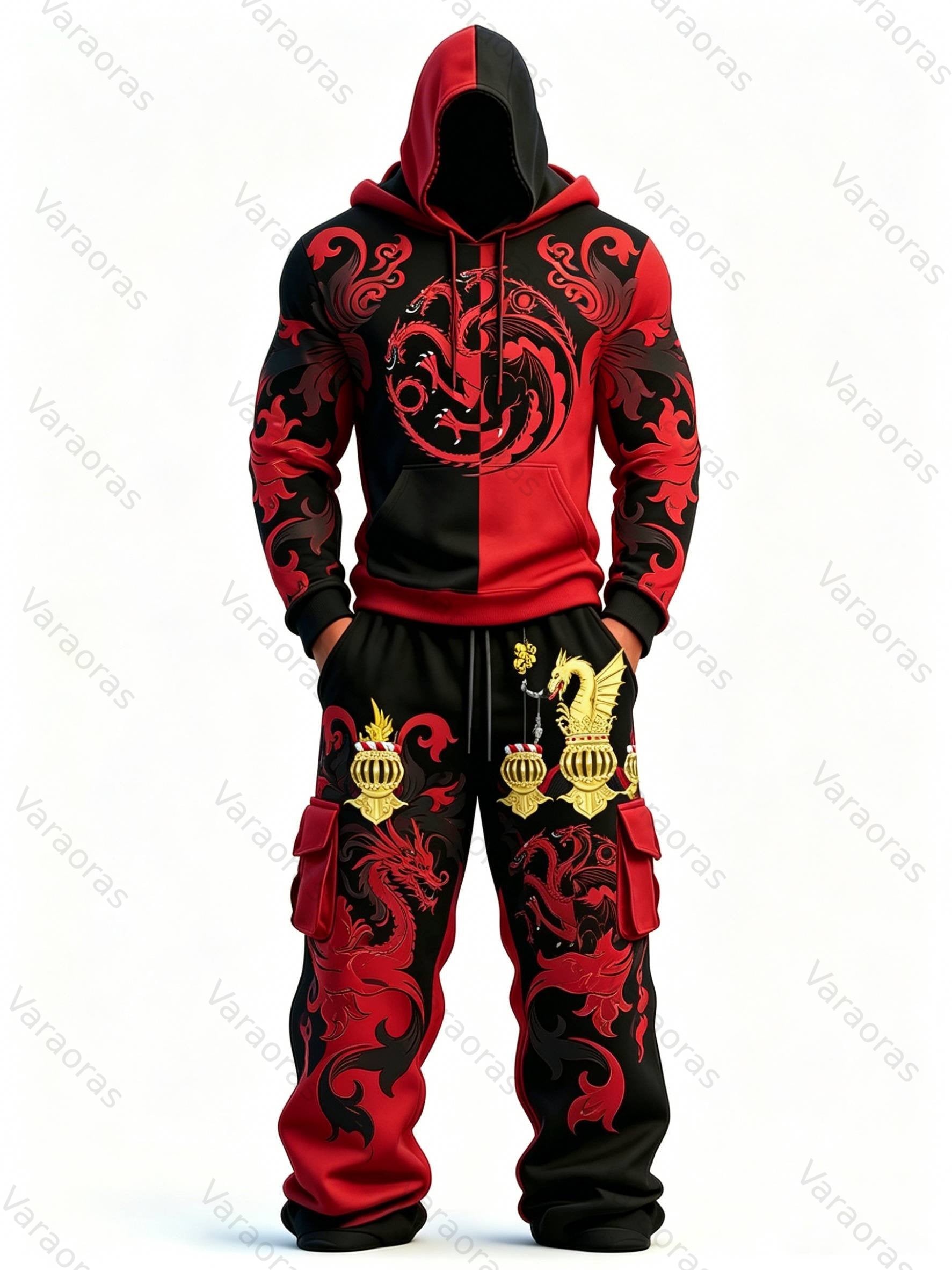 Men's Fashion Embroidered Hoodie and Pants Two-Piece Set5295