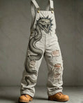 Men's Summer Outdoor Fashion: Viking Snake-Head Embroidered Overalls6339