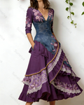 Women's Vacation Irregular Ruffle Flowers Embroidery Dress 1520
