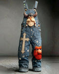 Men's Summer Outdoor Fashion Viking Cross Embroidered Overalls 9014