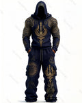 Men's Fashion-Inspired Embroidered Hoodie and Pants Two-Piece Set 8425