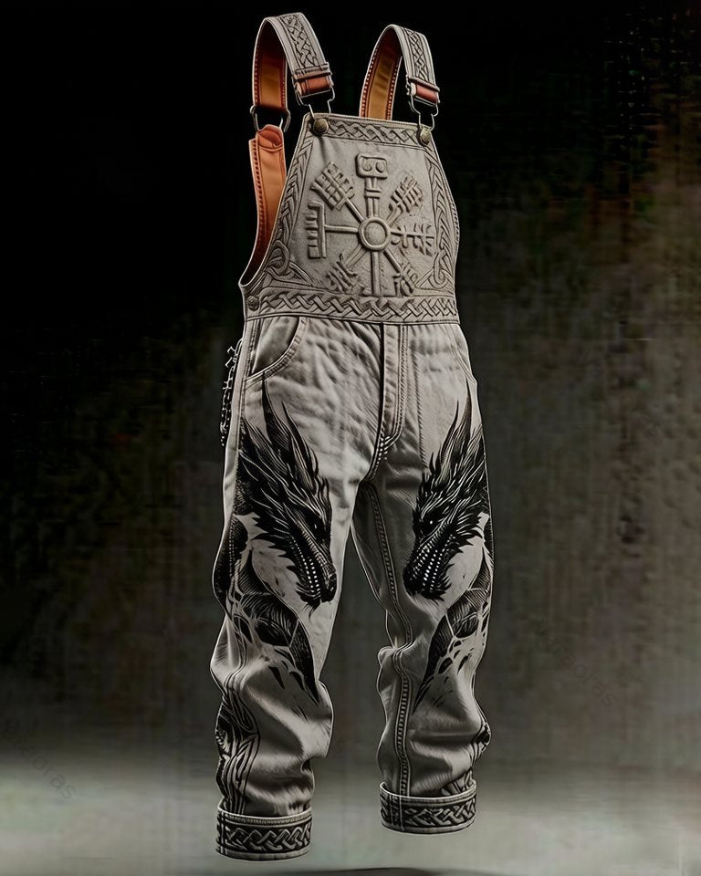 Men's Summer Outdoor Fashion Viking-Embroidered Overalls 8679