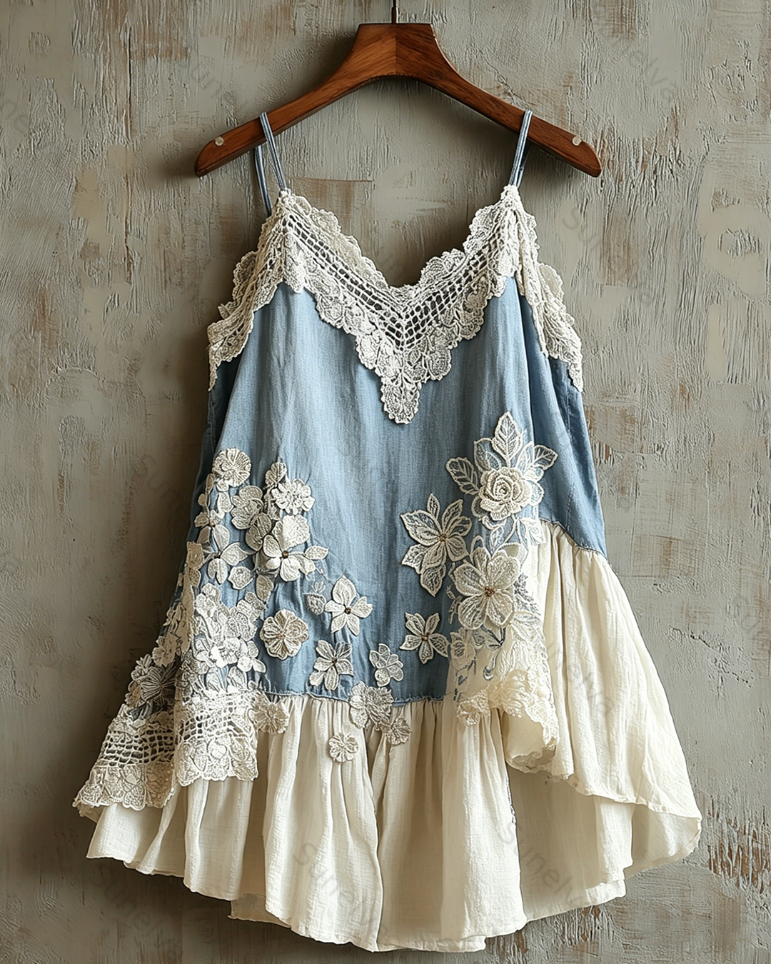 Women's Summer Floral Embroidered Color-Blocked Patchwork Tank Top 1904