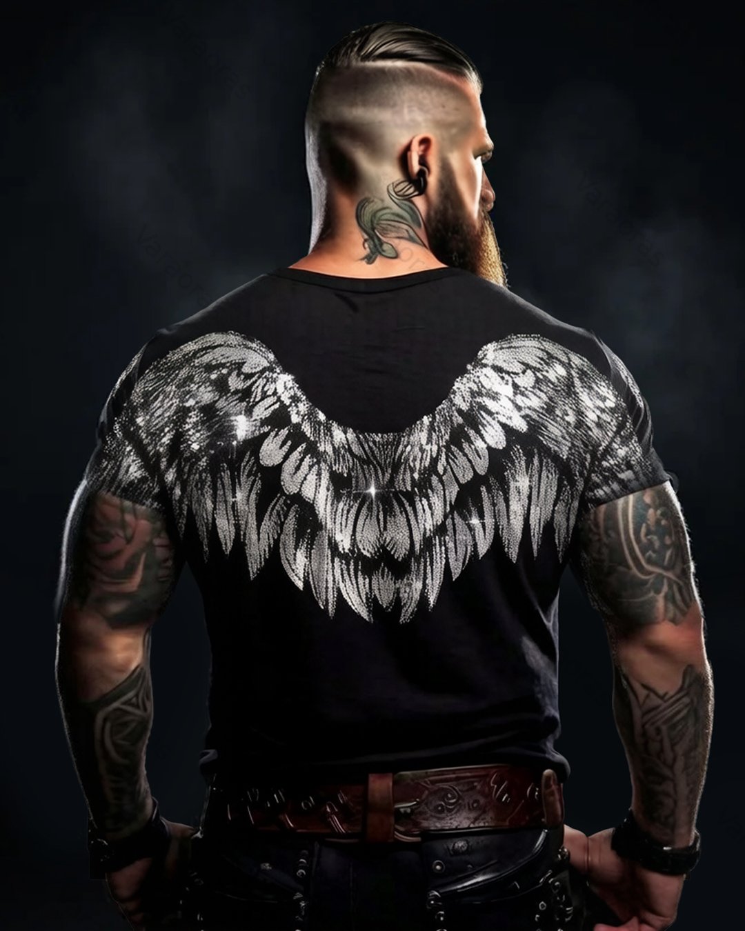 Men's Summer Fashion Viking Embroidered Cotton Linen T-shirt 8851