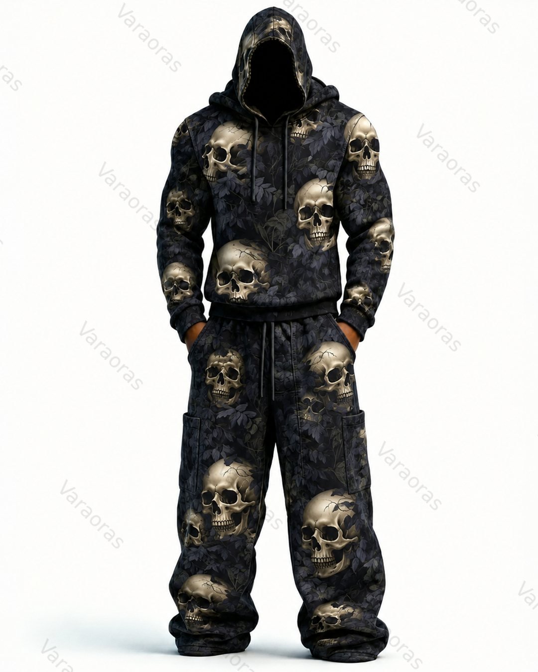 Men's Fashion Skull Print Hoodie & Pants Two-Piece Set 1824