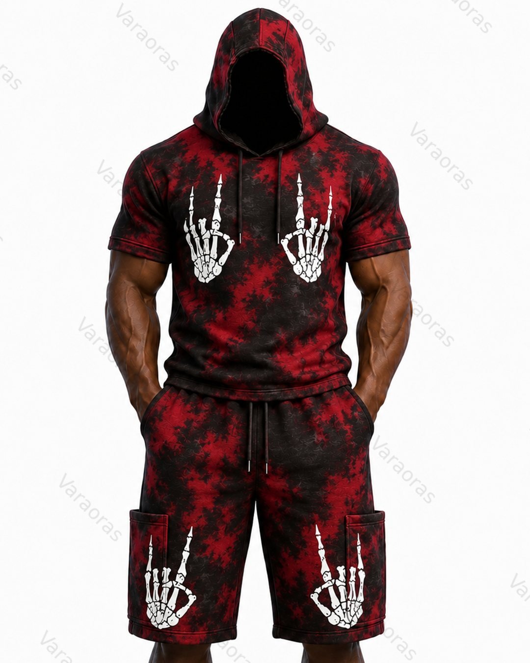 Men's Fashion Skull Print Hoodie & Pants Two-Piece Set 9824