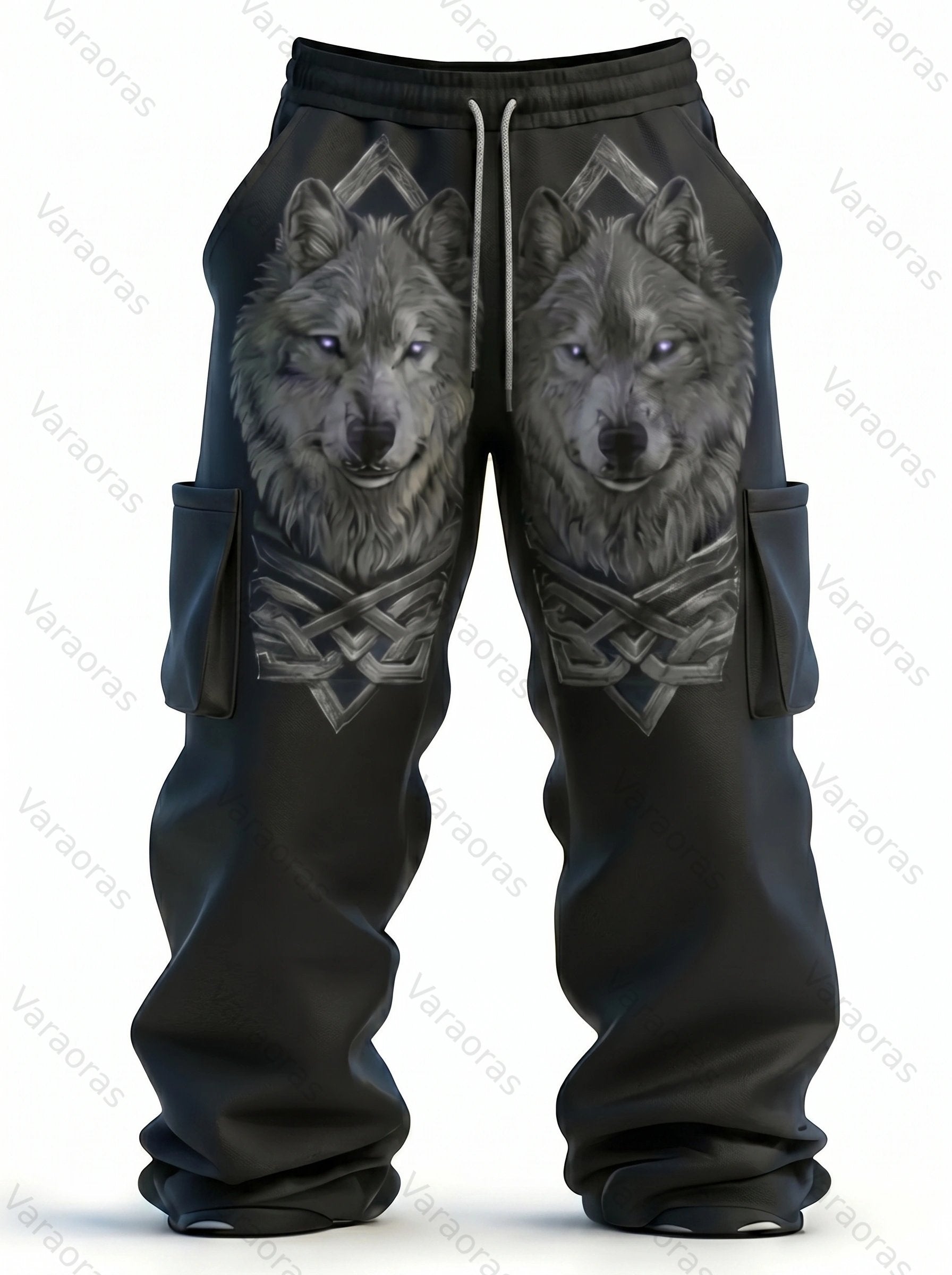 Men's Spring Viking Embroidered Hoodie and Pants Two-Piece Set   1901