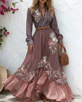 Women's Summer Floral Embroidered Washed  Dress 6930