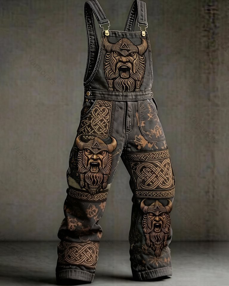 Men's Summer Outdoor Fashion Viking-Embroidered Overalls 7983