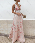 Women's Elegant Gradient Floral Embroidered Dress 1277