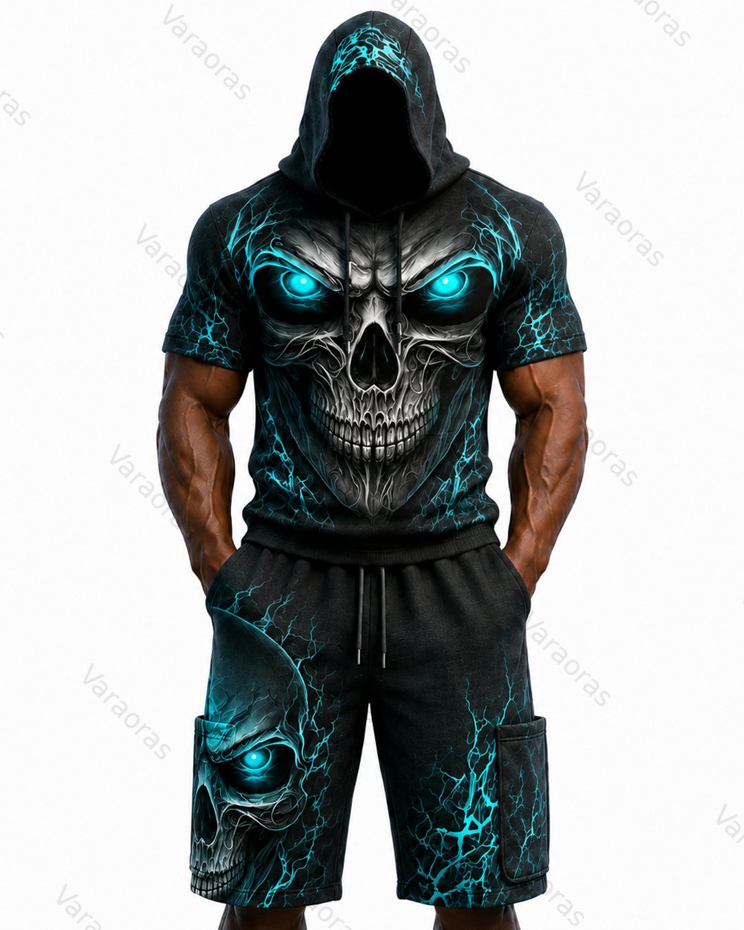 Men's Fashion Skull Print Hoodie & Pants Two-Piece Set 6468