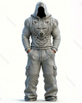 Men's Viking-Inspired Fashion Hoodie and Pants Two-Piece Set 7054