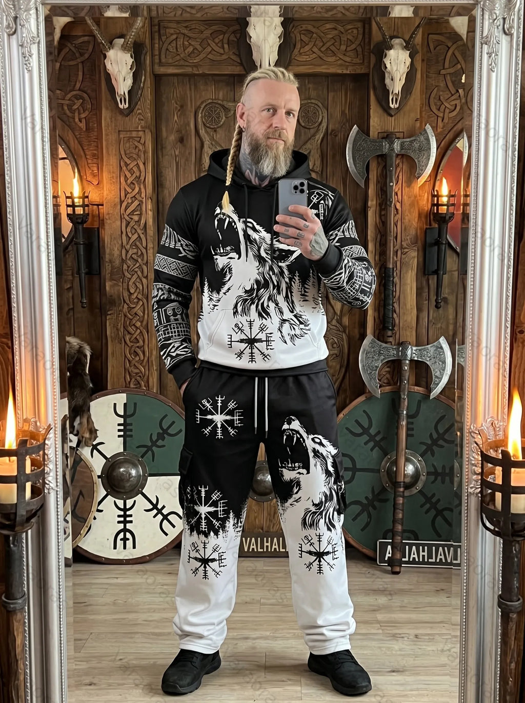 (Short Set) Men's Fashion Embroidered Hoodie and Pants Two-Piece Set  1836