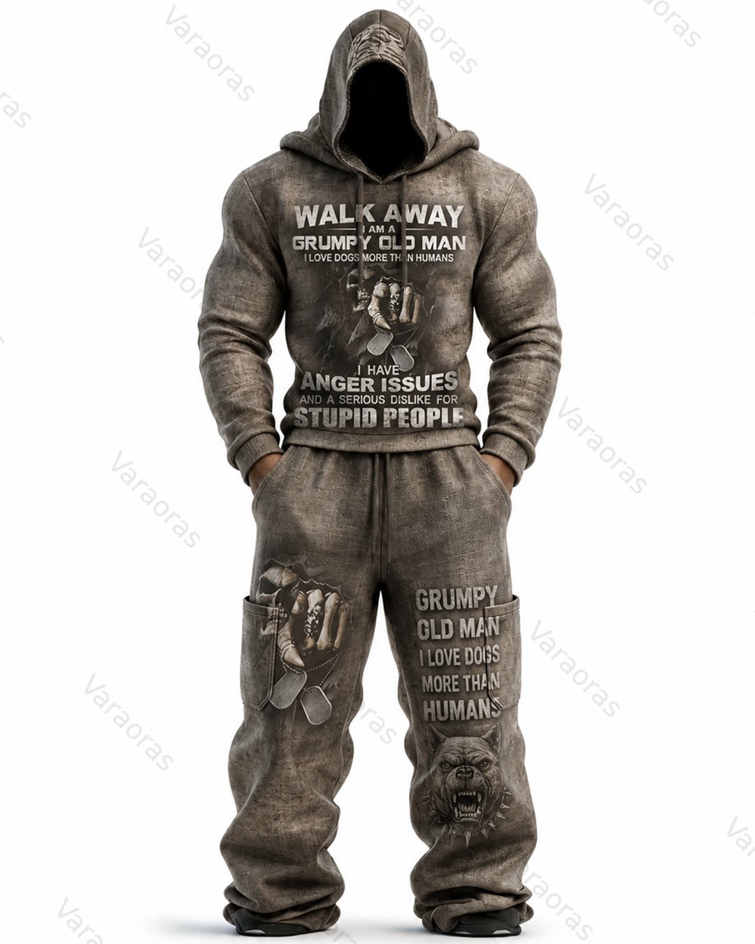 Men's Fashion Skull Print Hoodie & Pants Two-Piece Set 9849