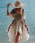 Seaside Vacation Bohemian Style Full-Length Midi Dress 8752