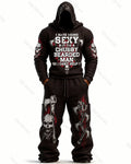 Men's Fashion Skull Print Hoodie & Pants Two-Piece Set 7078