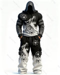 (Short Set) Men's Fashion Embroidered Hoodie and Pants Two-Piece Set  1836