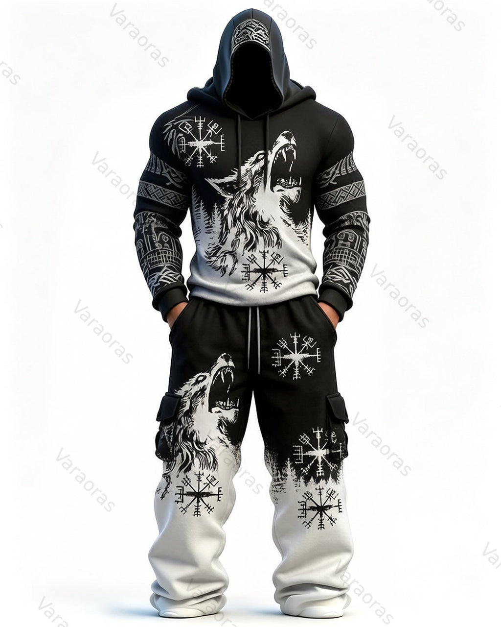 Men's Fashion Embroidered Hoodie and Pants Two-Piece Set  1836
