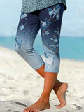 Women's Outdoor Fashion Gradient Color Floral Embroidery Leggings  8541