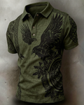 Men's Summer Outdoor Fashion: Viking Eagle Embroidered Short-Sleeve Polo Shirt 2487