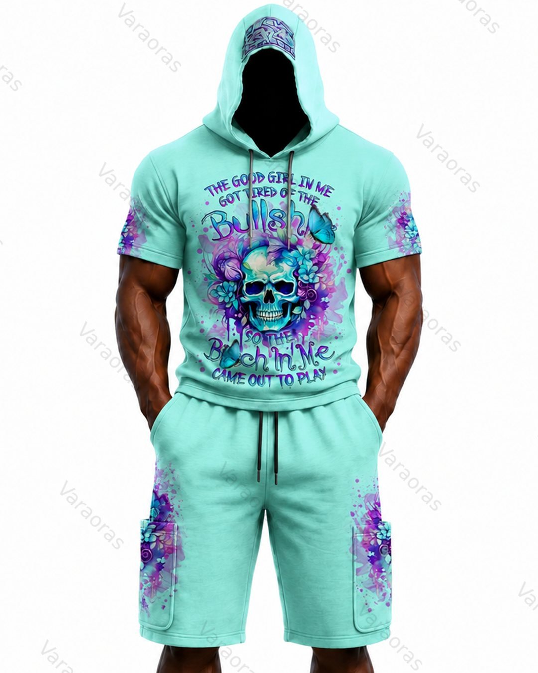 Men's Fashion Skull Print Hoodie & Pants Two-Piece Set 2669