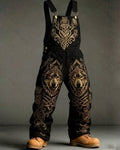 Men's Summer Outdoor Fashion: Viking Wolf Head Embroidered Overalls 9722