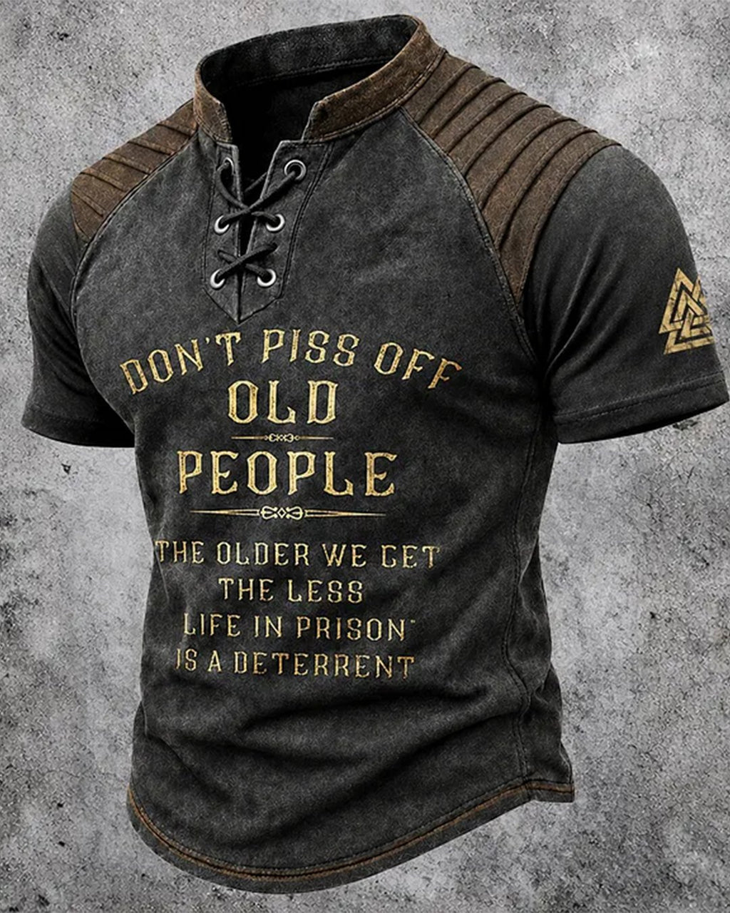 Men's Viking Print Short-Sleeve Henley T-Shirt 3099