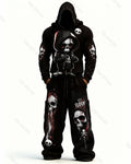 Men's Fashion Skull Print Hoodie & Pants Two-Piece Set 4099