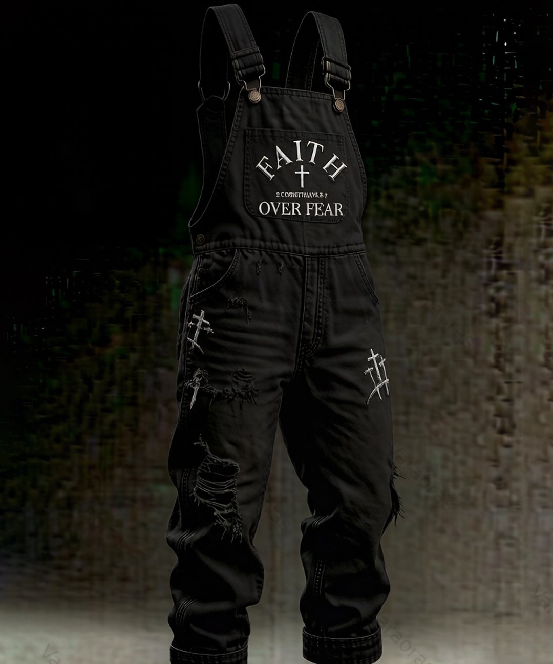 Men's Summer Fashion Faith Cross Print Overalls 4925