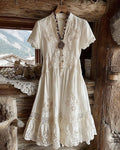 Women's Summer Floral Embroidered Shirt Dress 4255