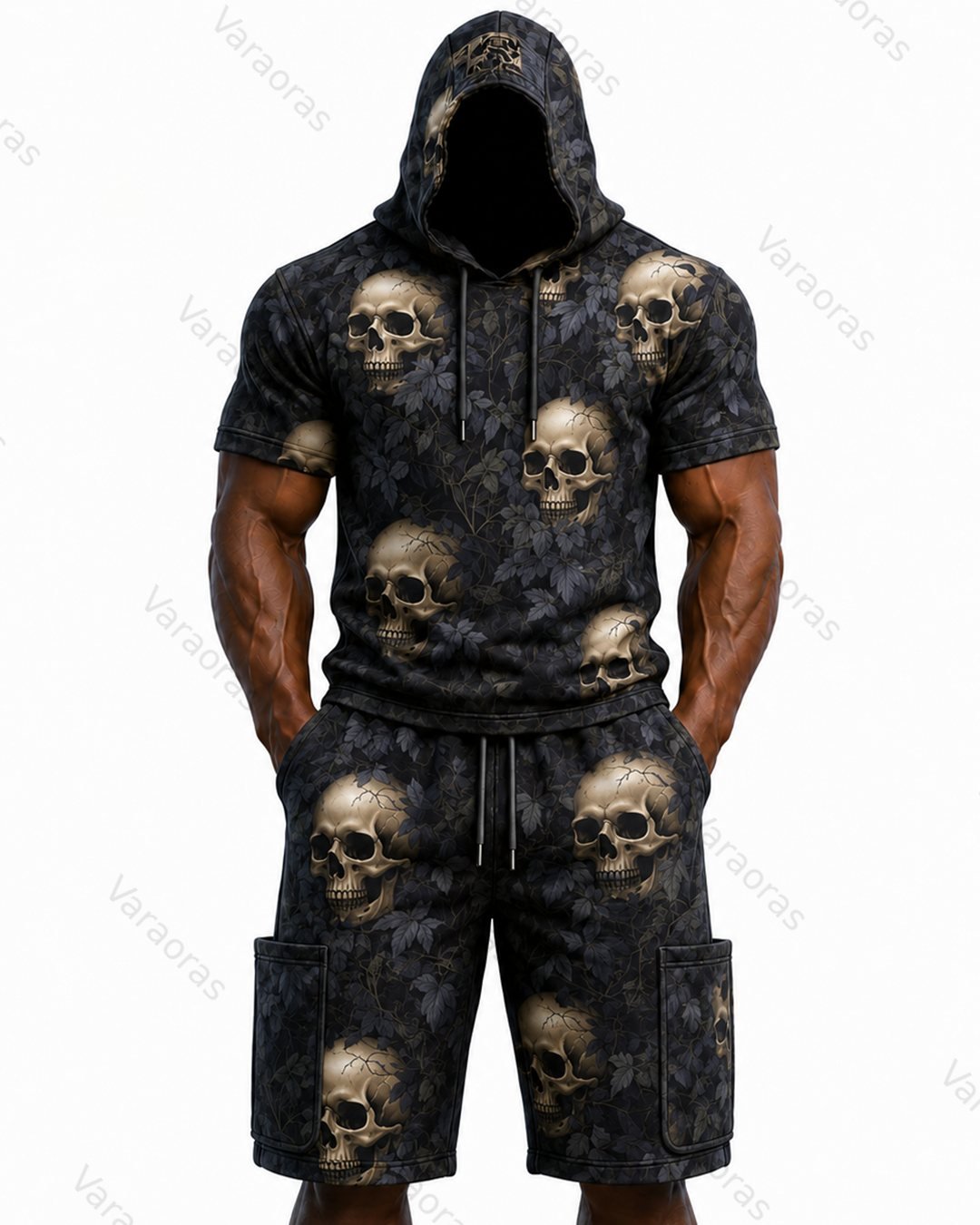 Men's Fashion Skull Print Hoodie & Pants Two-Piece Set 1824