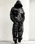 Men's Fashion Viking Contrast Color Embroidered Hoodie & Pants Two-Piece Set 3198