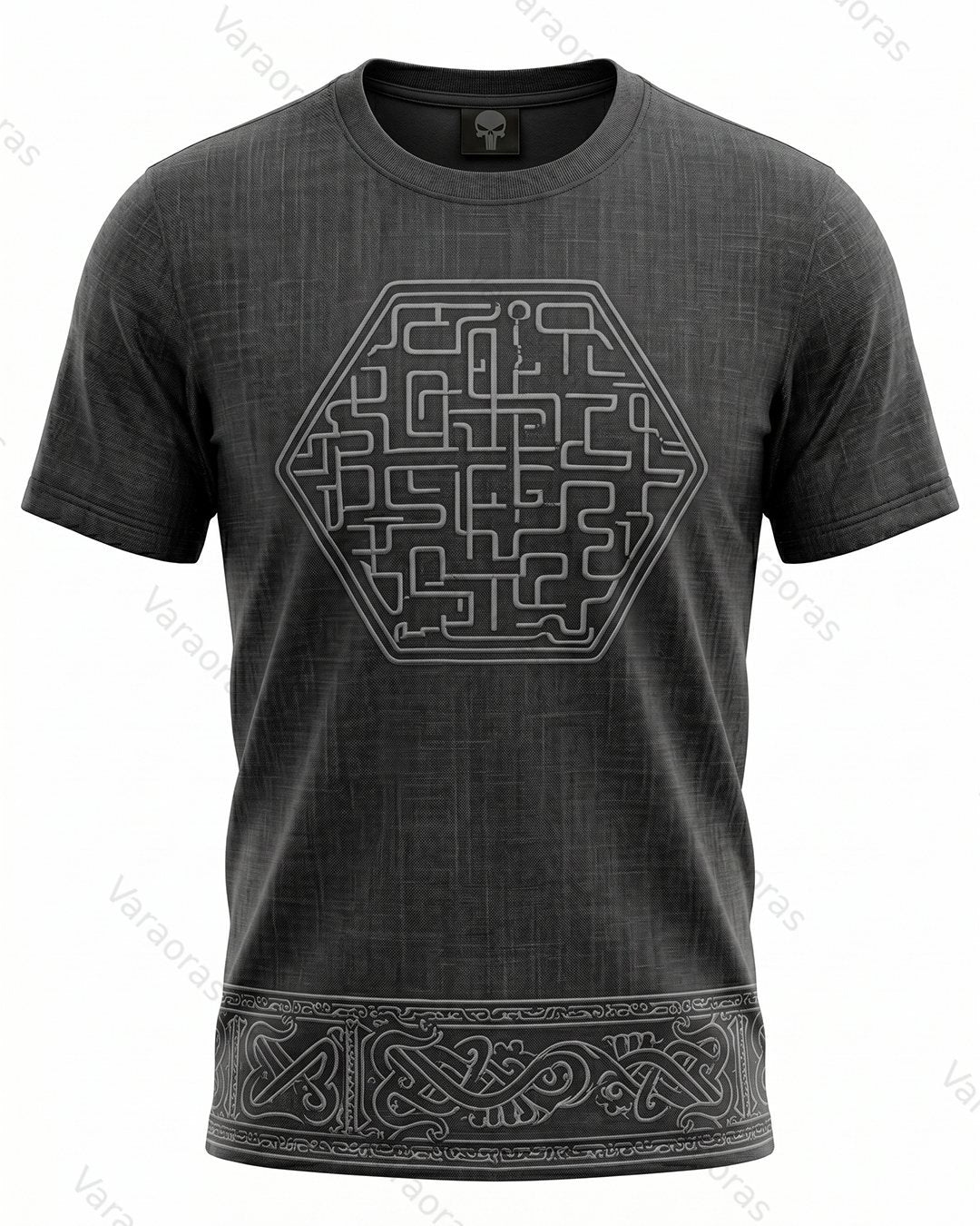 Men's Fashionable Viking Contrast Color Knot Embroidered T-shirt 2051
