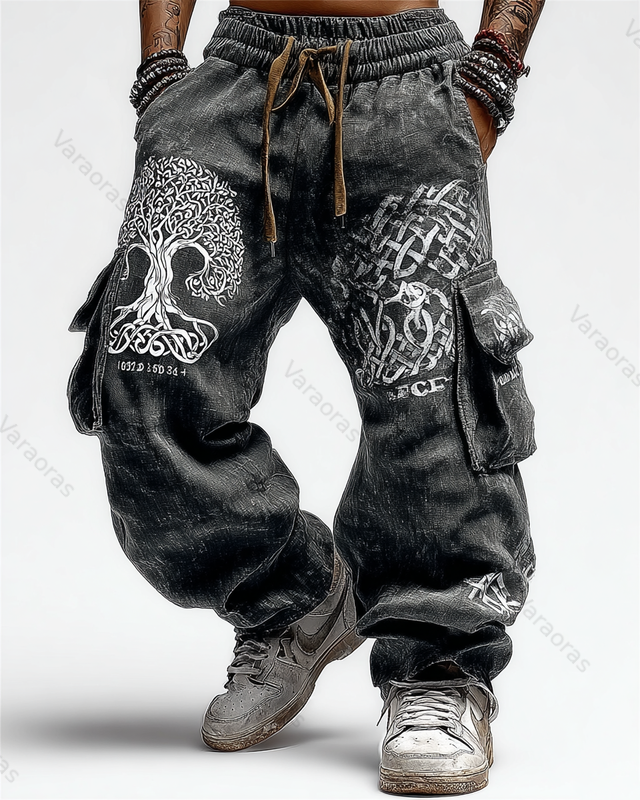 Men's Summer Outdoor Fashion Trousers with Viking Tree of Life Trousers 6716