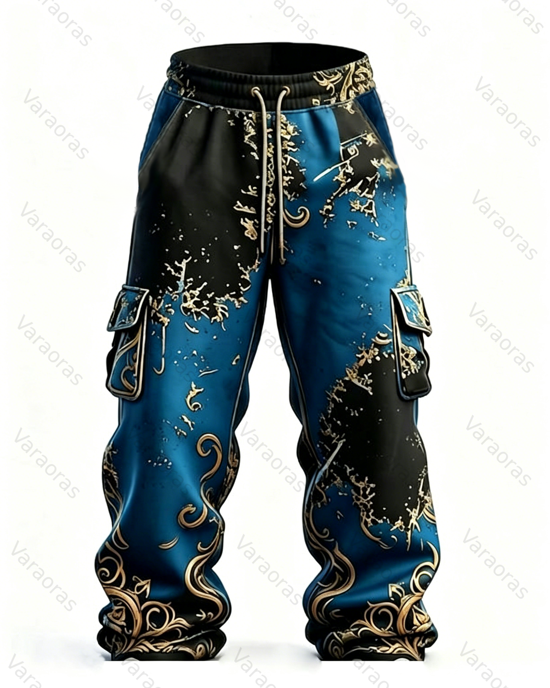 Men's Fashion Viking Contrast Color Wolf Embroidered Hoodie & Pants Two-Piece Set 2222