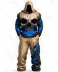 Men's Fashion 3D Skull Print Hoodie & Pants Two-Piece Set 1410
