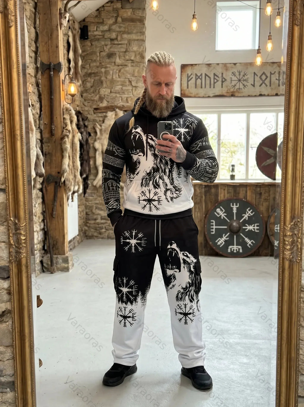 Men's Fashion Embroidered Hoodie and Pants Two-Piece Set  1836