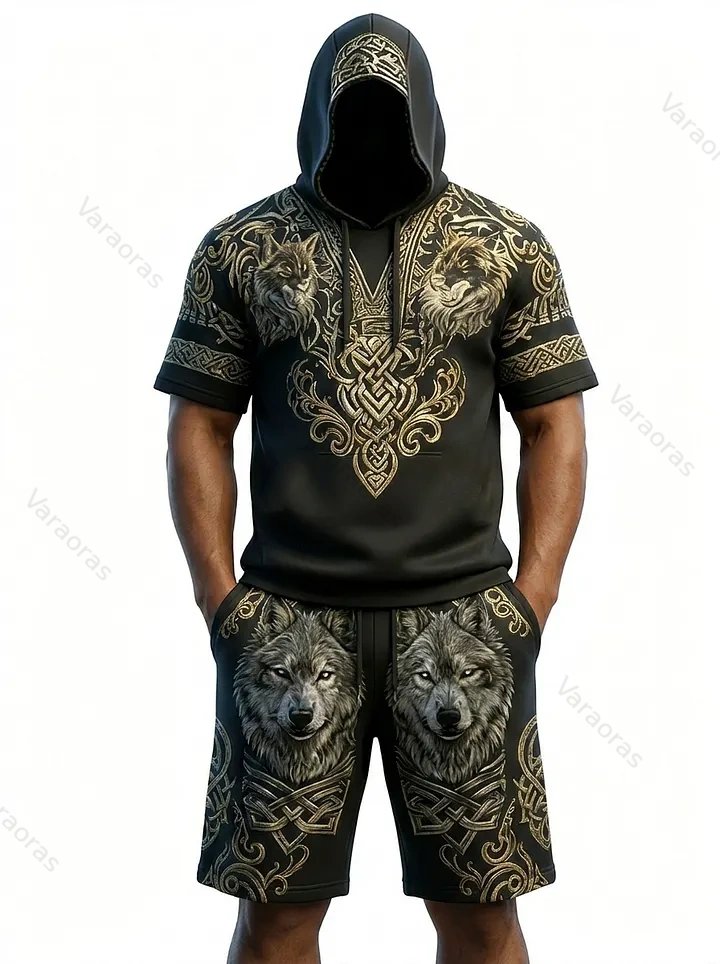 Men's Fashion Embroidered Hoodie and Pants Two-Piece Set  2906