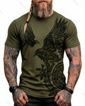 Men's Summer Viking Raven Print Short-Sleeve T-Shirt 5467